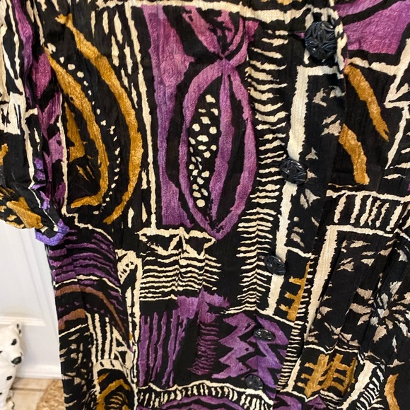 Vintage 80s More Jazz Funky Geometric Print Longline Button Down Top SS 18 16 - Picture 4 of 10